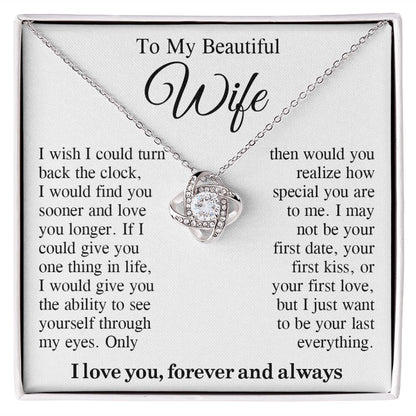 To My Beautiful Soulmate Necklace Gift, Wife Gifts From Husband, Valentine Gifts For Wife From Husband To My Soulmate Necklace Message Card and Necklace Gift Box Gift Box Styles on Birthday, Wedding, Anniversary, Valentine Love knot Thang