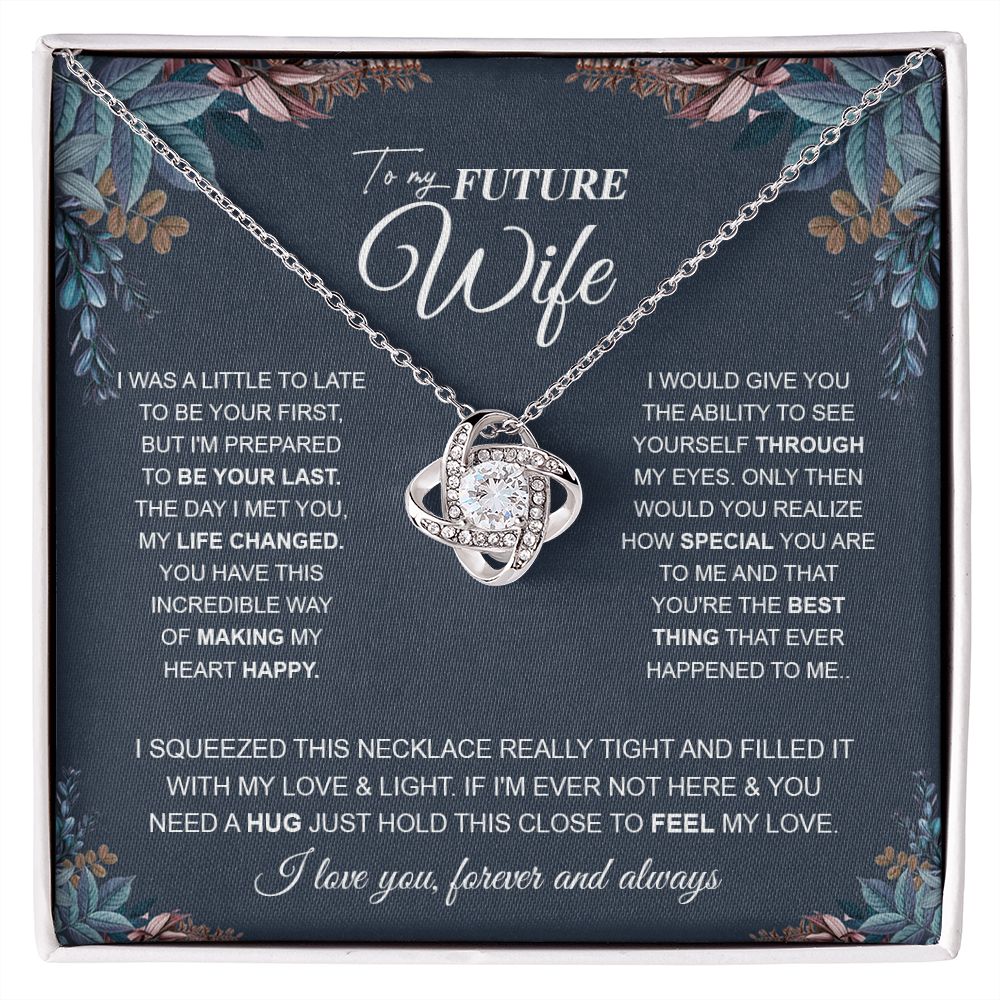 to My Future Wife Necklace Future Wife Gifts, Promise Necklace For Her, Fiance Gifts For Her, Anniversary Birthday Gifts For Future Wife With Message Card Box LED, Soulmate Necklace For Women, To My Wife Necklace Love knot Thang