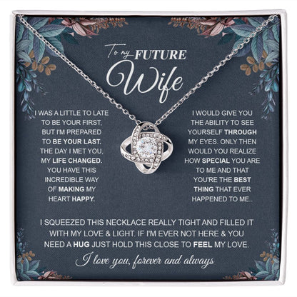 to My Future Wife Necklace Future Wife Gifts, Promise Necklace For Her, Fiance Gifts For Her, Anniversary Birthday Gifts For Future Wife With Message Card Box LED, Soulmate Necklace For Women, To My Wife Necklace Love knot Thang