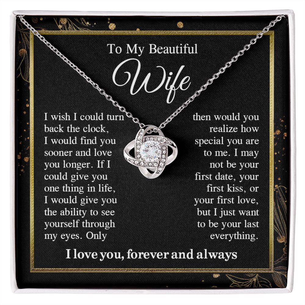To My Beautiful Soulmate Necklace Gift For Her, Wife Gifts From Husband, Anniversary Gifts For Wife From Husband To My Wife Necklace Message Card and Necklace Gift Box Gift Box Styles on Birthday, Wedding, Anniversary, Valentine Love knot Thang
