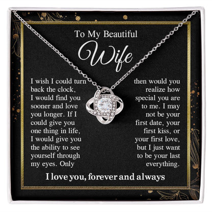 To My Beautiful Soulmate Necklace Gift For Her, Wife Gifts From Husband, Anniversary Gifts For Wife From Husband To My Wife Necklace Message Card and Necklace Gift Box Gift Box Styles on Birthday, Wedding, Anniversary, Valentine Love knot Thang