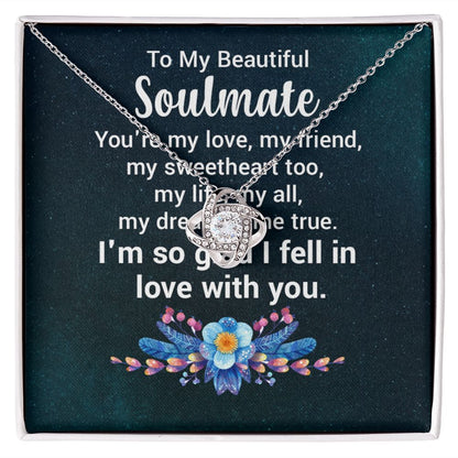 Couples Gifts, Beautiful Soulmate Necklace Gifts From Husband, Wedding Anniversary Jewelry For Wife From Husband, Wife Birthday From Husband, To My Unbiological Sister Message Card and Gift Box styles On Birthday, Christmas, Anniversary  Love knot Thang