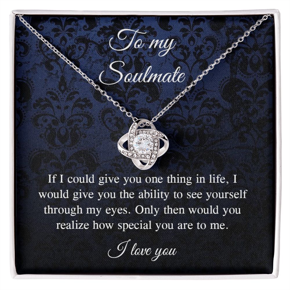 Couples Gifts Necklace To My Soulmate Necklace, Necklace Gifts For Wife From Husband Jewelry Romantic Gifts For My Wife Necklace Custom Name Message Card and Gift Box Styles on Birthday, Christmas, Wedding, Anniversary, Valentine Love knot Thang