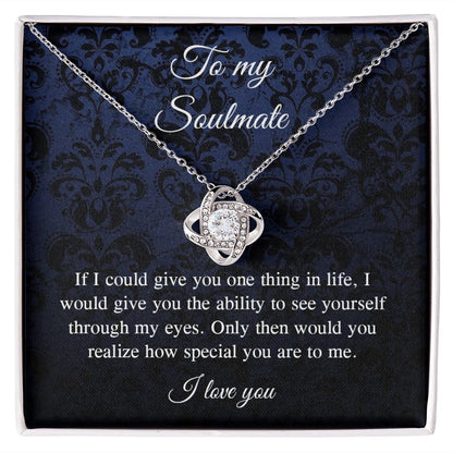 Couples Gifts Necklace To My Soulmate Necklace, Necklace Gifts For Wife From Husband Jewelry Romantic Gifts For My Wife Necklace Custom Name Message Card and Gift Box Styles on Birthday, Christmas, Wedding, Anniversary, Valentine Love knot Thang