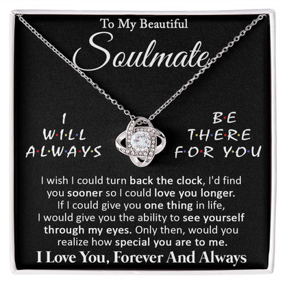 Couples Gifts, To My Beautiful Soulmate Necklace Gifts From Husband, Wedding Anniversary For Wife From Husband, To My Beautiful Wife, Necklace Custom Name Message Card and Gift Box Styles on Birthday, Christmas, Wedding, Anniversary Love knot Thang