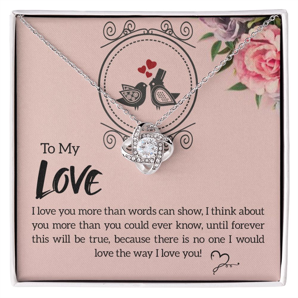 The Love Knot Necklace To My Love Knot Necklace, Happy First anniversary, Unique Gift from Husband, Best Jewelry for Wife, Dear Wife, Necklace Message Card and Gift Box Styles on Birthday, Christmas, Anniversary  Love knot Thang