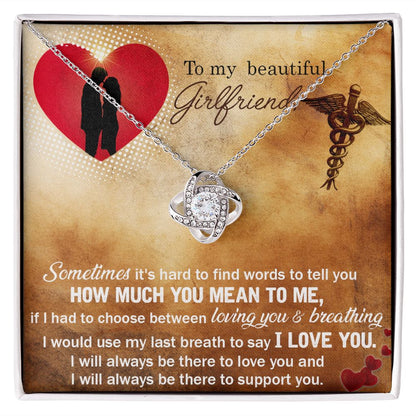 Couples Gifts, Nusre Wife Necklace Gifts From Husband, Wedding Anniversary Jewelry For Wife From Husband, Wife Birthday From Husband, To My Beautiful Girlfriend Message Card and Gift Box styles On Birthday, Christmas, Anniversary  Love knot Thang