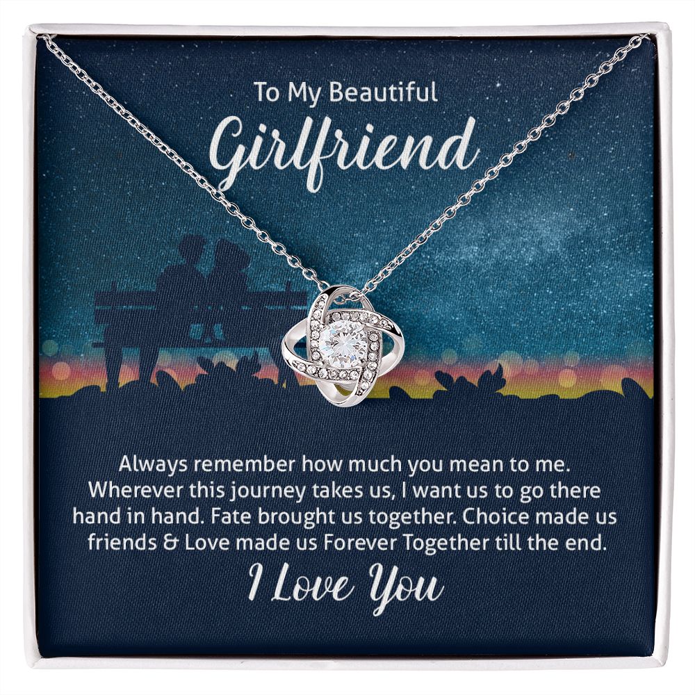 Couples Gifts Necklace To My Beautiful Girlfriend Necklace Gifts For My Wife, I Love You, Love Knot Meaningful Necklace Message Card and Gift Box Styles on Birthday, Christmas, Anniversary Love knot Thang