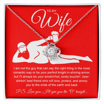 To My Wife Necklace For Women, Funny Gifts For Girlfriend,Valentine Presents For Girlfriend, Best Birthday Meaningful Gift Ideas For Wife, Women Romantic Jewelry For Her Anniversary Message Card and Gift Box Styles  Love knot Thang