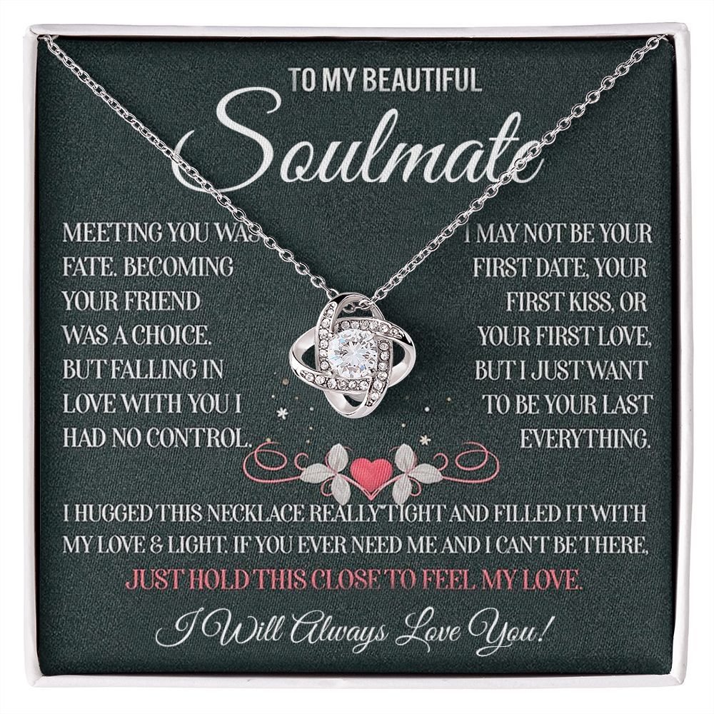 My Beautiful Soulmate Necklace Future Wife Gifts, Promise Necklace For Her, Fiance Gifts For Her, Valentine Gifts For Soulmate With Message Card Box LED, Soulmate Necklace For Women, To My Wife Necklace Love knot Thang