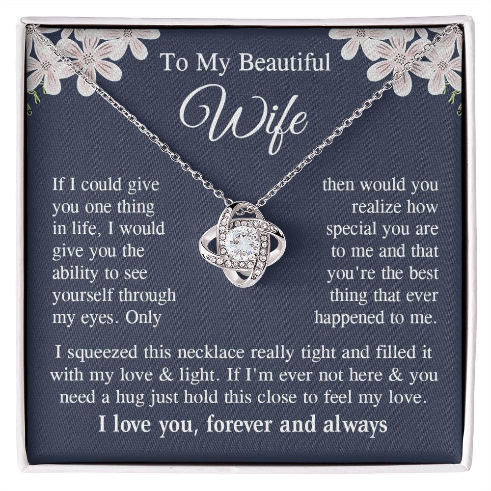 Wife Necklace Gift for Her, Soulmate Jewelry, Necklace for Future Wife, Wedding Anniversary Jewelry for Wife Necklace Gifts from Husband - Soulmate Gift Necklace with Message Card and Gift Box Love knot Thang