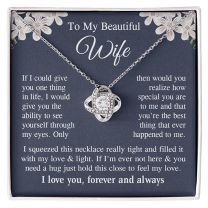 Wife Necklace Gift for Her, Soulmate Jewelry, Necklace for Future Wife, Wedding Anniversary Jewelry for Wife Necklace Gifts from Husband - Soulmate Gift Necklace with Message Card and Gift Box Love knot Thang