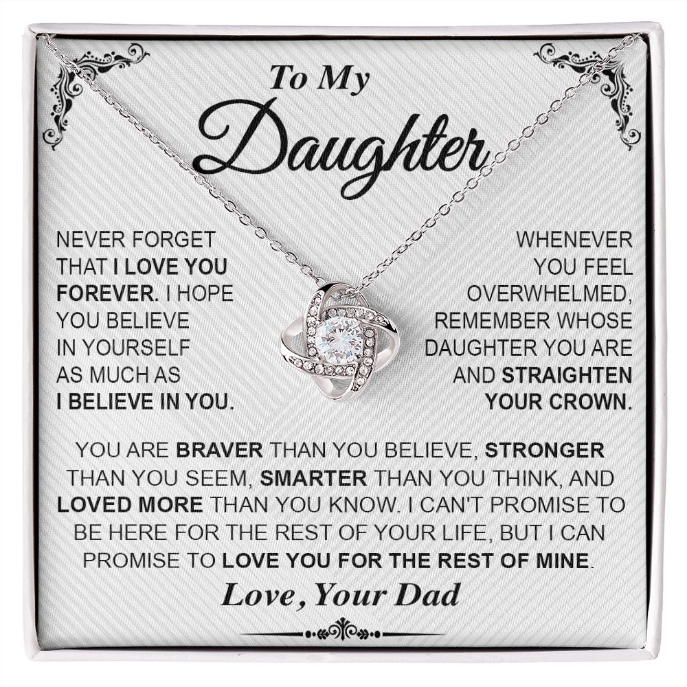 Daughter Gifts From Dad - To My Daughter Necklace From Dad, Love Knot Necklace Gifts For Daughter On Gifts Birthday For Daughter, Father Daughter Gifts Message Card and Gift Box Styles on Birthday, Christmas, Anniversary, Graduation, Valentine
