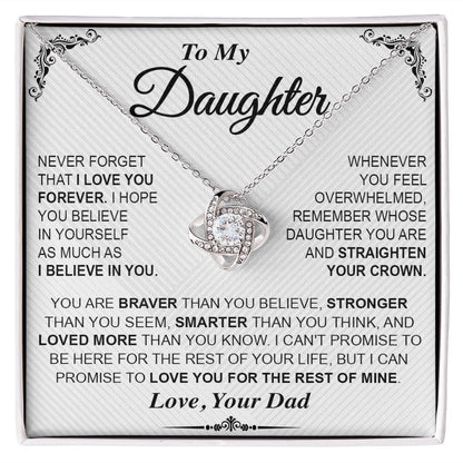 Daughter Gifts From Dad - To My Daughter Necklace From Dad, Love Knot Necklace Gifts For Daughter On Gifts Birthday For Daughter, Father Daughter Gifts Message Card and Gift Box Styles on Birthday, Christmas, Anniversary, Graduation, Valentine