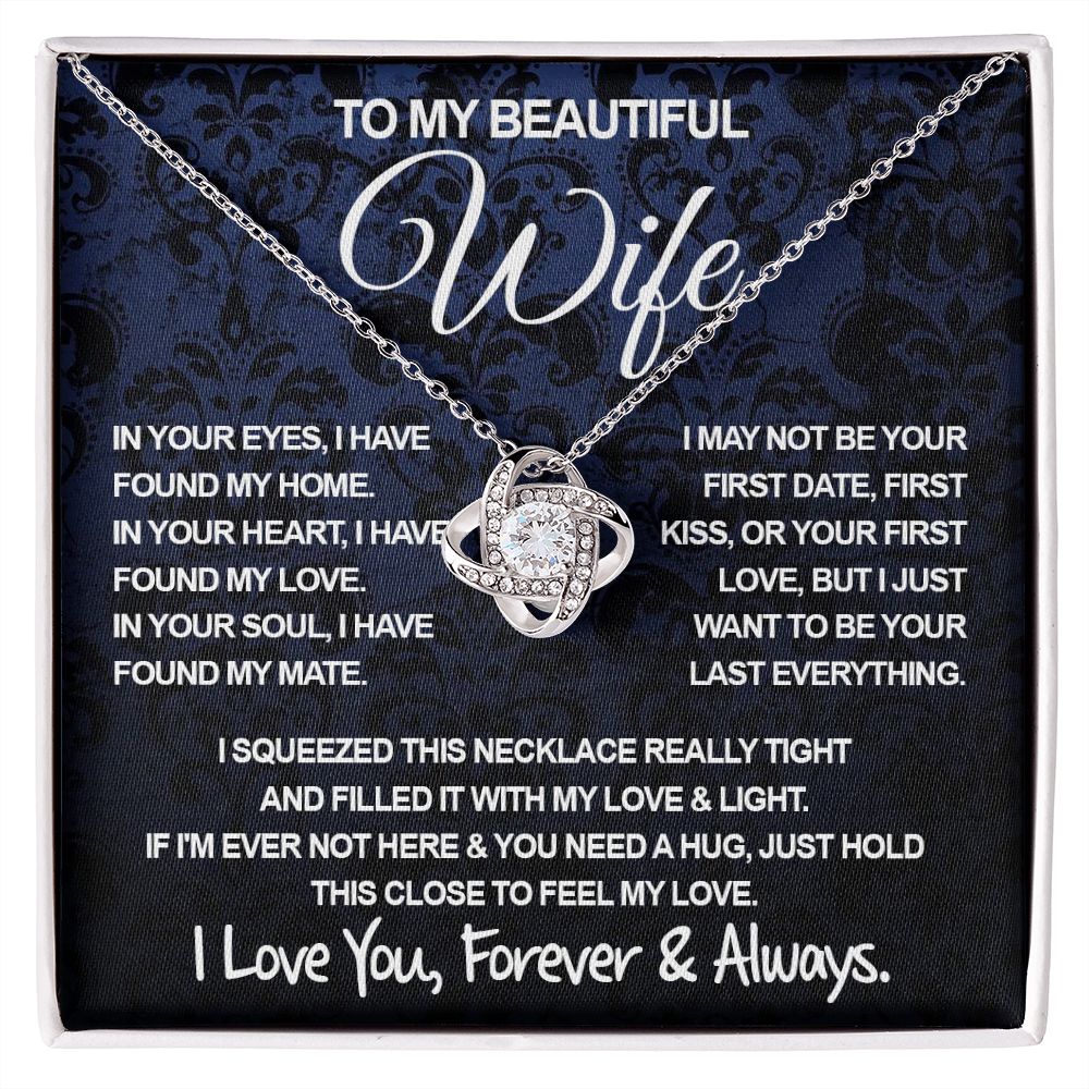 To My Beautiful Wife Necklace, Soulmate Jewelry For Women, Wife Necklace From Husband, Soulmate Anniversary Gifts Necklace For Wife, Soulmate Gifts For Her, To My Future Wife Necklace Soulmate Love knot Thang
