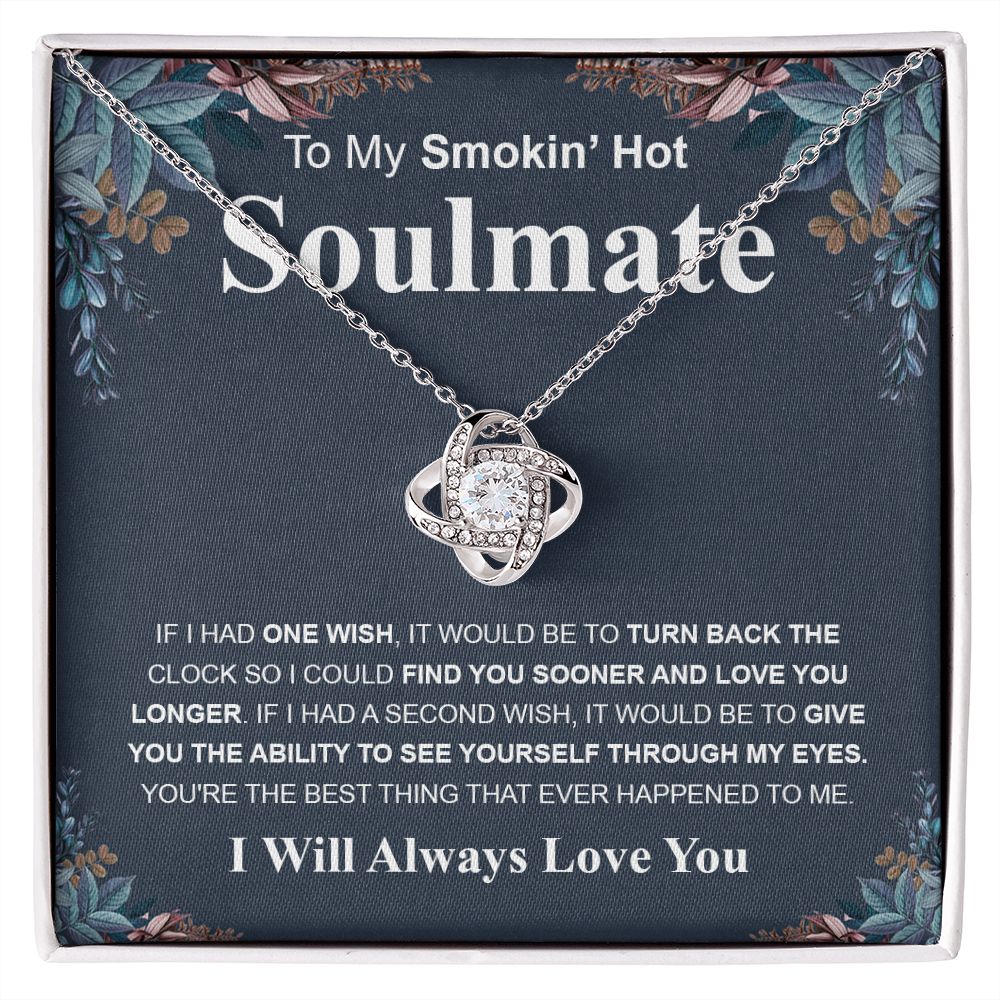 Gifts For Soulmate Birthday Gifts From Husband Necklace Valentines Day, Necklace for Future Soulmate, Wedding Birthday Jewelry for Wife Necklace Gifts from Husband - Soulmate Gift Necklace with Message Card and Gift Box Love knot Thang