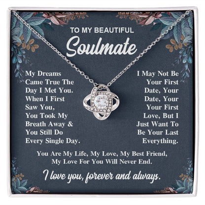 To My Soulmate Necklace Gift for Her, Soulmate Jewelry, Necklaces for Wife from Husband, Birthday To My Wife Necklace, Soulmate Gifts, Necklace Message Card and Gift Box Styles on Birthday, Wedding, Anniversary, Valentine Love knot Thang