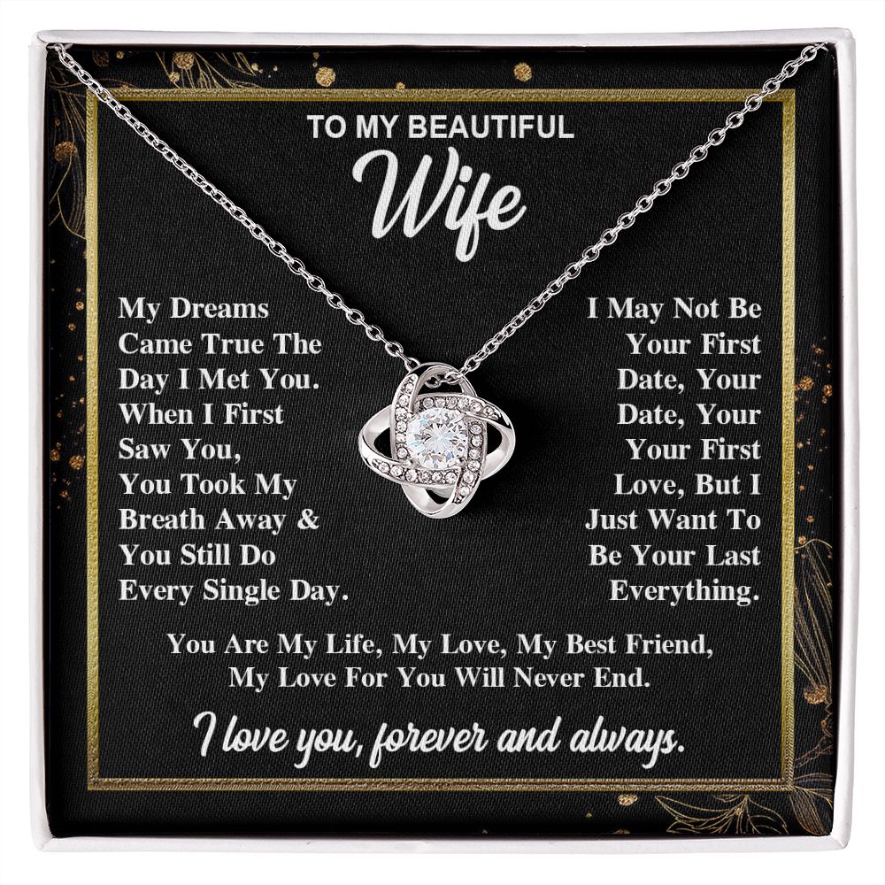 To My Wife Necklace Gift for Her, Soulmate Necklace, Necklaces for Wife from Husband, Birthday To My Wife Necklace, Soulmate Gifts, Necklace Message Card and Gift Box Styles on Birthday, Wedding, Anniversary, Valentine Love knot Thang
