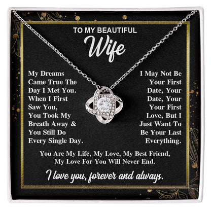 To My Wife Necklace Gift for Her, Soulmate Necklace, Necklaces for Wife from Husband, Birthday To My Wife Necklace, Soulmate Gifts, Necklace Message Card and Gift Box Styles on Birthday, Wedding, Anniversary, Valentine Love knot Thang