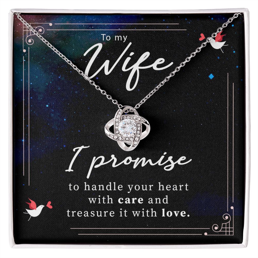 Birthday For Wife, Love Necklace Gifts For Wife From Husband, To My Soulmate Necklace For Women, To My Wife Necklace Wedding Anniversary, I Love You, Love Knot Meaningful Necklace Message Card and Gift Box Styles on Birthday, Christmas, Anniversary Love k