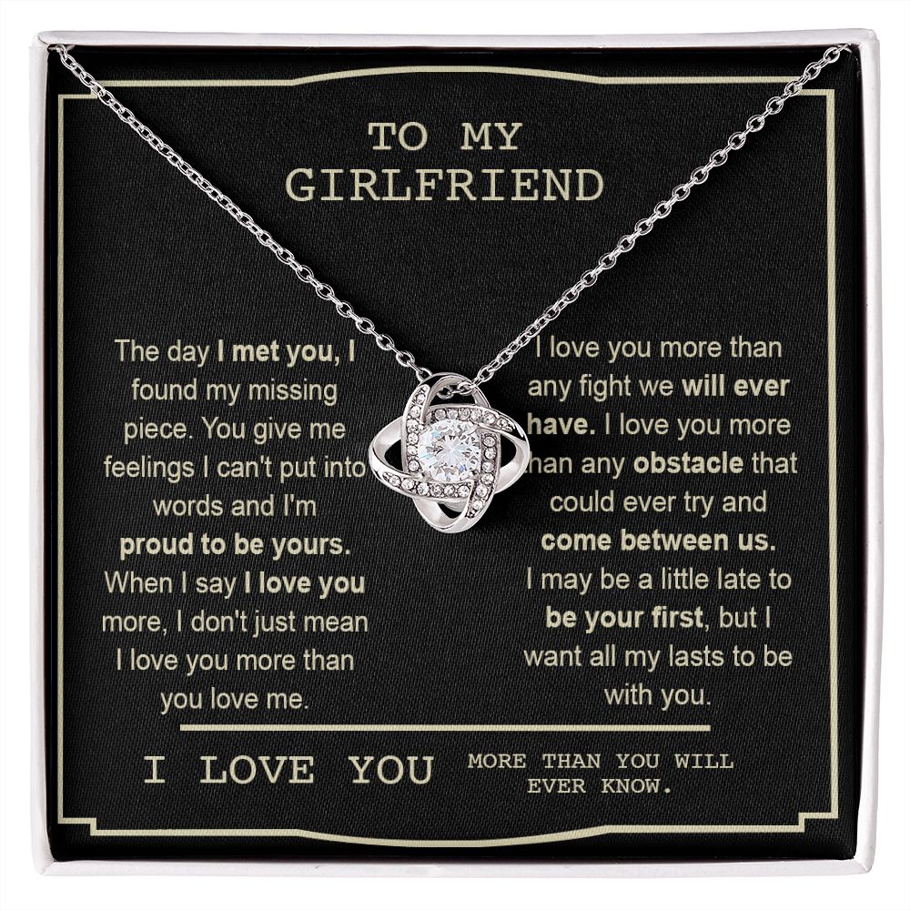 Couples Gifts, To My Boyfriend Necklace Gifts From Husband, Wedding Anniversary Jewelry For Wife From Husband, Necklace Customer Name Message Card and Gift Box styles On Birthday, Christmas, Anniversary Love knot Thang
