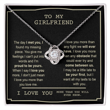 Couples Gifts, To My Boyfriend Necklace Gifts From Husband, Wedding Anniversary Jewelry For Wife From Husband, Necklace Customer Name Message Card and Gift Box styles On Birthday, Christmas, Anniversary Love knot Thang