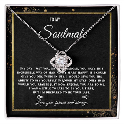 To My Soulmate Necklace, Necklaces For Wife from Husband, Soulmate Necklace to My Beautiful Wife, Necklace For Soulmate with Message Card and Necklace Gift Box Gift Box Styles on Birthday, Christmas, Wedding, Anniversary, Valentine Love knot Thang