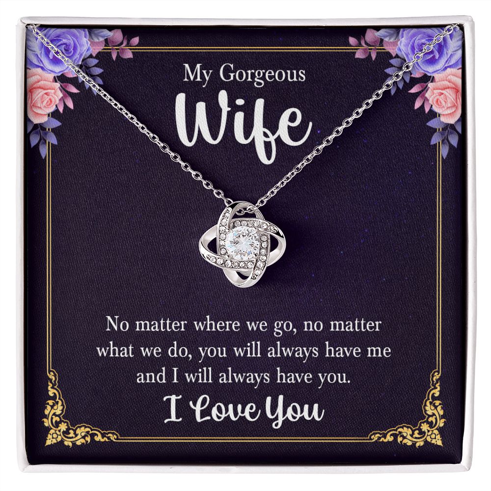 To My Wife Necklace Romantic Gifts For Her Unique Necklaces For Wife From Husband Cute Valentines Day Anniversary Birthday, Love Knot Meaningful Necklace Message Card and Gift Box Styles on Birthday, Christmas, Anniversary  Love knot Thang