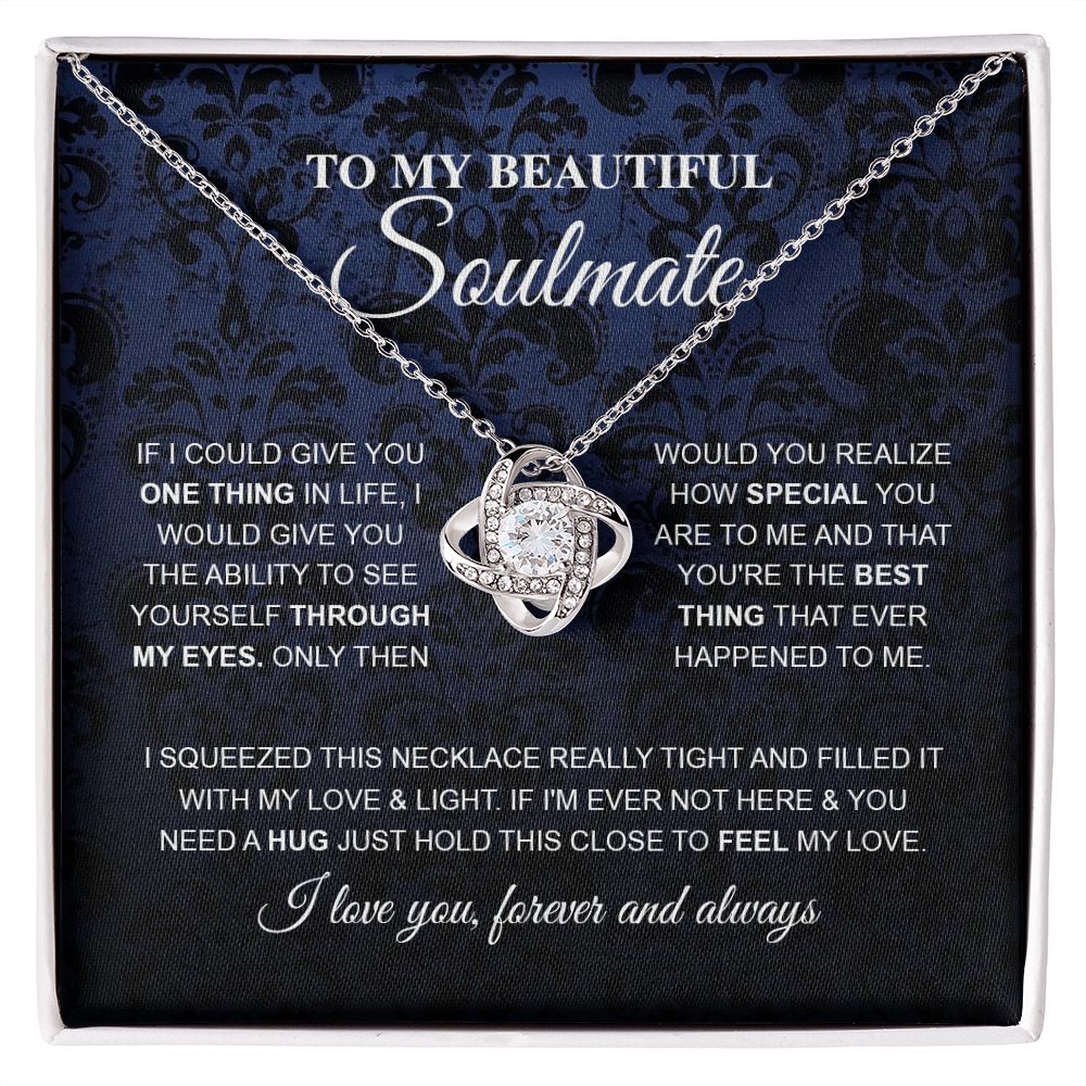 To My Beautiful Soulmate Necklace, Love Necklace for Girlfriend, Soulmate Jewelry, Soulmate Necklace, Future Wife Gift, Necklace for Wife from Husband Necklace Message Card and Gift Box Styles on Birthday, Christmas, Wedding, Anniversary Love knot Thang