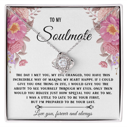 To My Soulmate Necklace, Necklaces For Wife from Husband, Soulmate Necklace to My Beautiful Wife, Necklace For Soulmate with Message Card and Necklace Gift Box Gift Box Styles on Birthday, Christmas, Wedding, Anniversary Love knot Thang