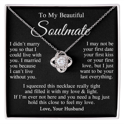 Soulmate Necklace Gift From Husband, Anniversary Romantic Gifts for Wife from Husband, Soulmate Birthday Gifts Message Card and Necklace Gifts Box Gift Box Styles on Birthday, Wedding, Anniversary, Valentine Love knot Thang