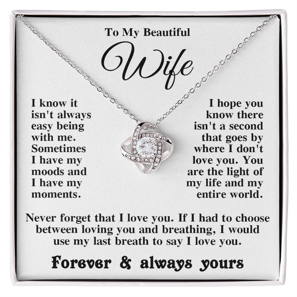 Gifts for Wife Necklace from Husband, Gifts for Wife from Husband, Valentine Gifts for Her Gifts Soulmate Message Card and Necklace Gift Box Gift Box Styles on Birthday, Wedding, Anniversary, Valentine Love knot Thang