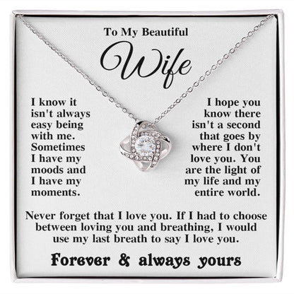 Gifts for Wife Necklace from Husband, Gifts for Wife from Husband, Valentine Gifts for Her Gifts Soulmate Message Card and Necklace Gift Box Gift Box Styles on Birthday, Wedding, Anniversary, Valentine Love knot Thang