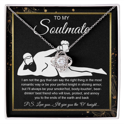 To My Soulmate Necklace For Women, Funny Gifts For Girlfriend,Valentine Christmas Presents For Girlfriend, Best Birthday Meaningful Gift Ideas For Wife, Women Romantic Jewelry For Her Wedding Message Card and Gift Box Styles Love knot Thang