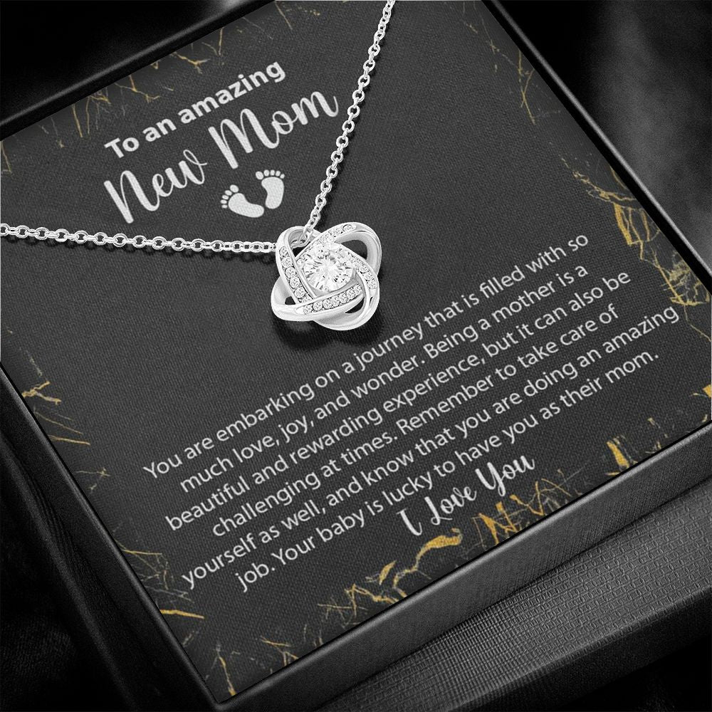 New Mom Gift Jewelry, First Time Mom Gift, Baby Feet Heart Necklace Baby Gift Set, To My Mommy, Gifts for Mom, Baby Shower Gifts, Mommy to be Gifts, Pregnancy Gifts for First Time Moms, Perfect Mother's Day Gift For New Mom LOVE KNOT