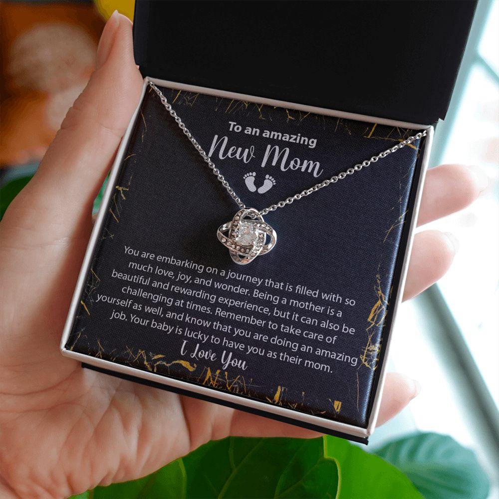 New Mom Gift Jewelry, First Time Mom Gift, Baby Feet Heart Necklace Baby Gift Set, To My Mommy, Gifts for Mom, Baby Shower Gifts, Mommy to be Gifts, Pregnancy Gifts for First Time Moms, Perfect Mother's Day Gift For New Mom LOVE KNOT