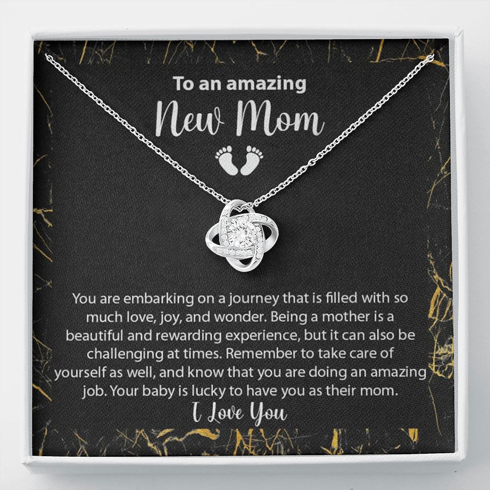 New Mom Gift Jewelry, First Time Mom Gift, Baby Feet Heart Necklace Baby Gift Set, To My Mommy, Gifts for Mom, Baby Shower Gifts, Mommy to be Gifts, Pregnancy Gifts for First Time Moms, Perfect Mother's Day Gift For New Mom LOVE KNOT