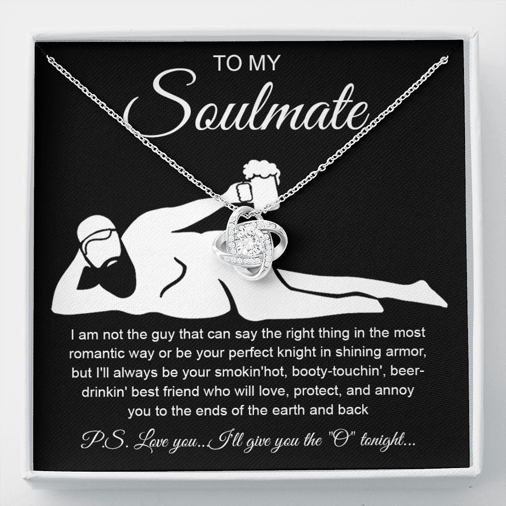 To My Soulmate Necklace For Women, Funny Gifts For Girlfriend,Valentine Christmas Presents For Girlfriend, Best Birthday Meaningful Gift Ideas For Wife, Women Romantic Jewelry For Her Anniversary Message Card and Gift Box Styles LOVE KNOT