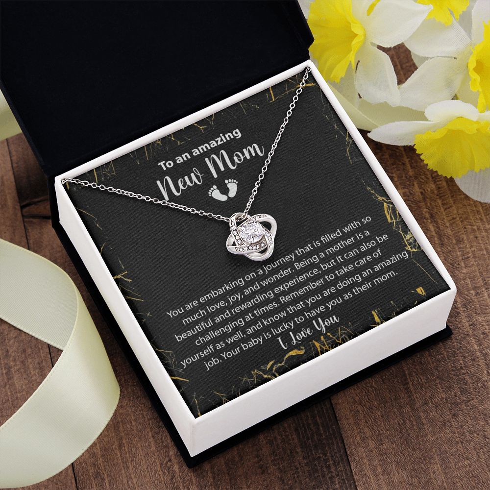 New Mom Gift Jewelry, First Time Mom Gift, Baby Feet Heart Necklace Baby Gift Set, To My Mommy, Gifts for Mom, Baby Shower Gifts, Mommy to be Gifts, Pregnancy Gifts for First Time Moms, Perfect Mother's Day Gift For New Mom LOVE KNOT