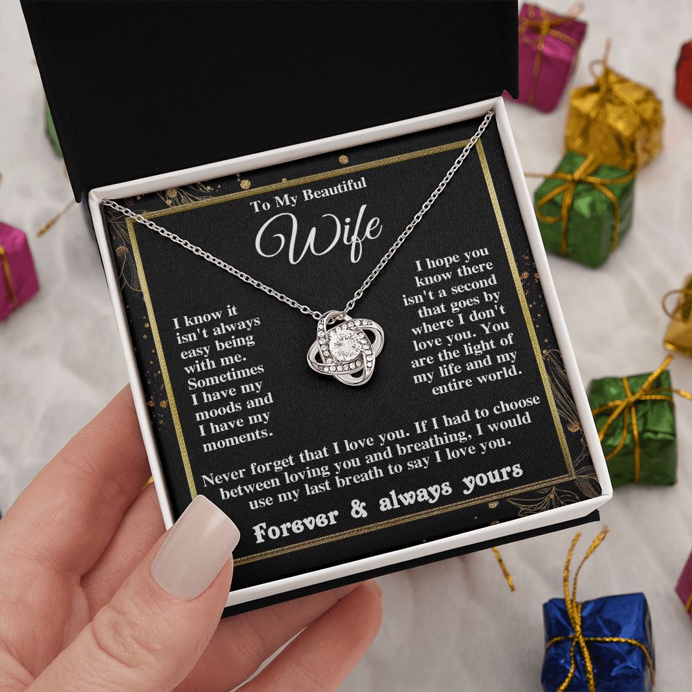 Gifts for Wife Necklace from Husband, Gifts for Wife from Husband, Birthday Gifts for Her Gifts Soulmate Message Card and Necklace Gift Box Gift Box Styles on Birthday, Wedding, Anniversary, Valentine Love knot Thang
