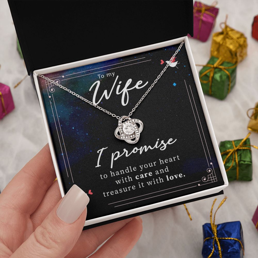 Birthday For Wife, Love Necklace Gifts For Wife From Husband, To My Soulmate Necklace For Women, To My Wife Necklace Wedding Anniversary, I Love You, Love Knot Meaningful Necklace Message Card and Gift Box Styles on Birthday, Christmas, Anniversary Love k