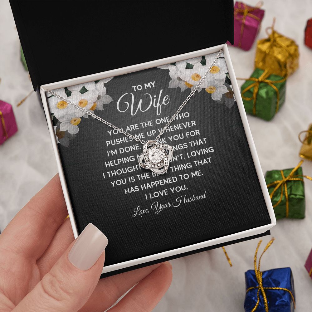Wife Necklace Gifts From Husband, Wedding Anniversary Jewelry For Wife From Husband, Wife Birthday From Husband  Message Card and Gift Box styles On Birthday, Christmas, Anniversary Love knot Thang