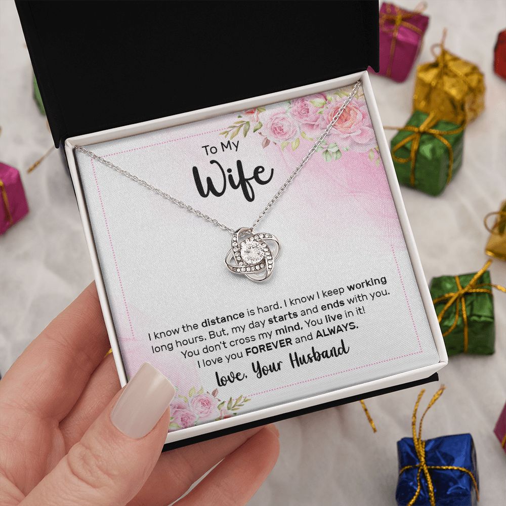 To My Wife Every Passing Second Gift Wife From Husband, Dear Wife, Jewelry For Women, Jewelry For Wife, Love Knot Meaningful Necklace Message Card and Gift Box Styles on Birthday, Christmas, Anniversary Love knot Thang