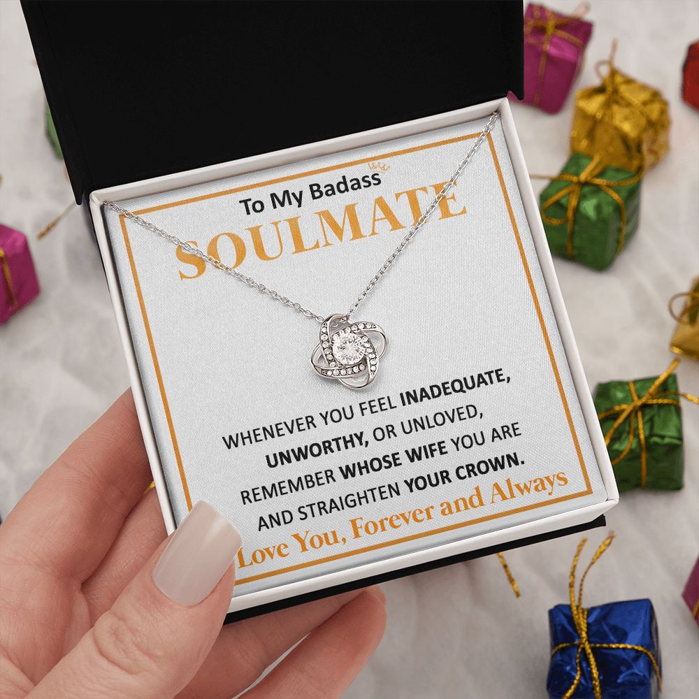 Couples Gifts, To My Dear Wife Necklace Gifts From Husband, Wedding Anniversary Jewelry For Wife From Husband, Wife Birthday From Husband, Necklace Custom Name Message Card and Gift Box Styles on Birthday, Christmas, Wedding, Anniversary Love knot Thang