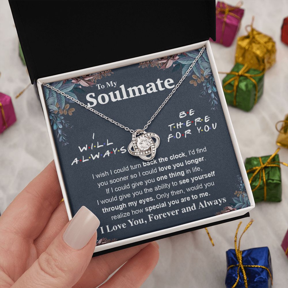 To My Soulmate Necklace To My Future Wife Necklace Gifts, Promise Necklace For Her, Fiance Gifts For Her, Anniversary Necklace Gifts For Soulmate From Husband With Message Card Box LED, Soulmate Necklace For Women, To My Wife Necklace Love knot Thang