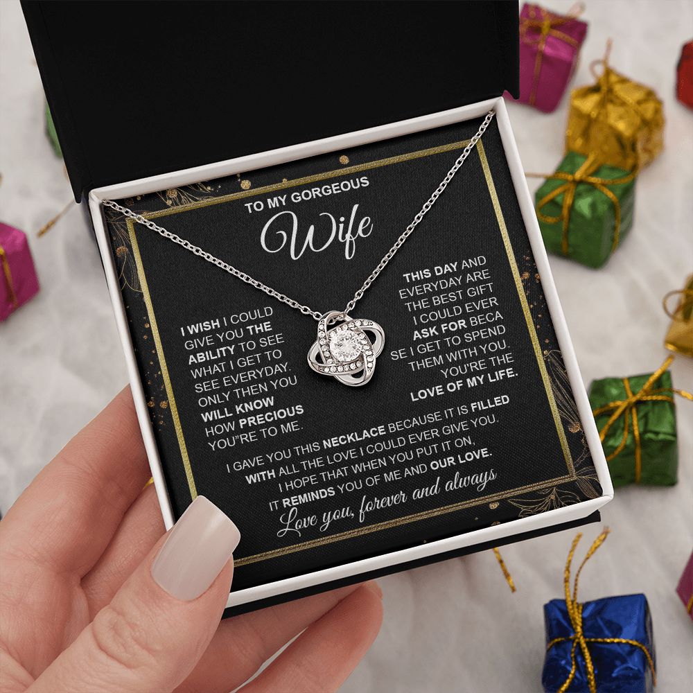 to My Wife Necklace from Husband, Necklaces for Wife from Husband, to My Soulmate Necklace for Women, Soulmate Jewelry for Wife Wedding Jewelry Gifts for Wife Valentine Gifts from Husband Love knot Thang