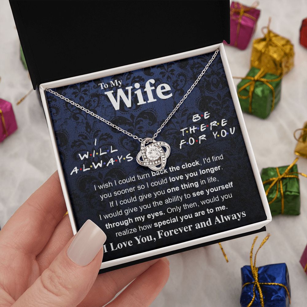 To My Wife Necklace To My Future Wife Necklace Gifts, Promise Necklace For Her, Fiance Gifts For Her, Valentine Necklace Gifts For Soulmate From Husband With Message Card Box LED, Soulmate Necklace For Women, To My Wife Necklace Love knot Thang