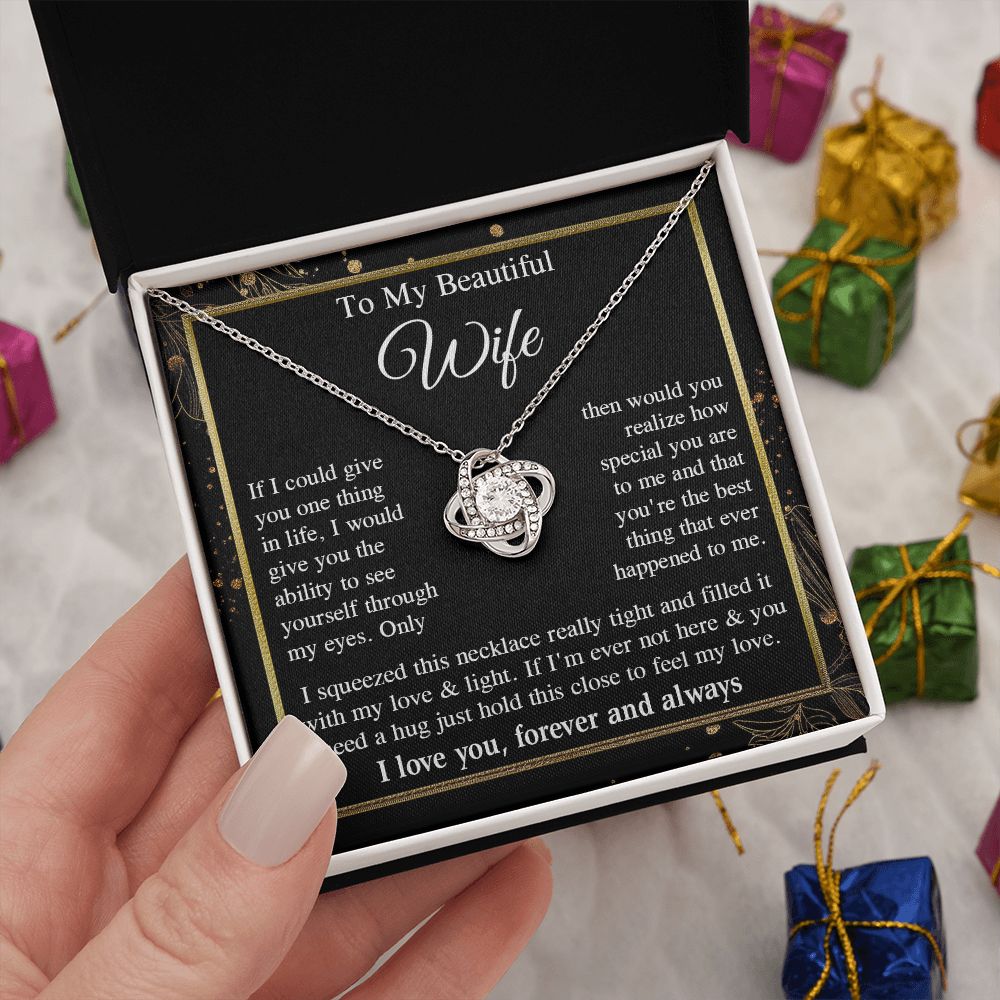 Wife Necklace Gift for Her, Soulmate Jewelry, Necklace for Future Wife, Valentine Jewelry for Wife Necklace Gifts from Husband - Soulmate Gift Necklace with Message Card and Gift Box Love knot Thang