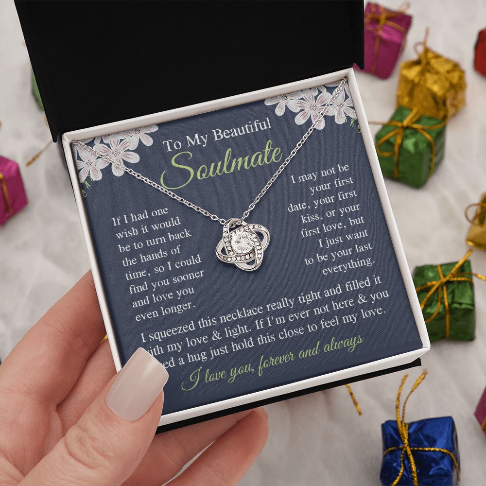 Soulmate Necklace Gift for Her, Soulmate Jewelry, Necklace for Future Soulmate, Valentine Anniversary Jewelry for Wife Necklace Gifts from Husband - Soulmate Gift Necklace with Message Card and Gift Box Love knot Thang