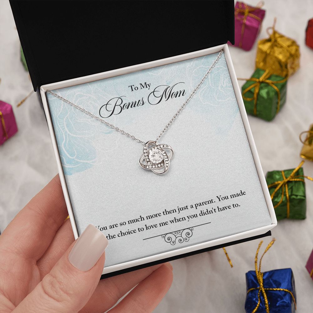 My Bonus Mom Necklace, Dear Mom, Mother's Day Necklace, Gift for Mom from Daughter, Son, Amazing Mom, Perfect Mother Mother's Day Gift, Love Knot Necklace Message Card and Gift Box Styles on Birthday, Christmas, Anniversary  Love knot Thang